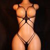 Midnight Pulse-Cut-out Sheer Mesh Provocative Bodystocking