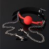 2-in-1 Silicone Ball Gag & Nipple Clamp Set