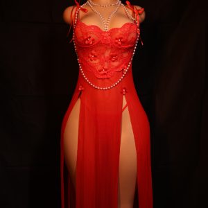 Ruby Pearl Sheer Slit Gown