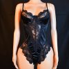 Noir Lace Glossy Bodysuit Set