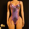 Purple Cross Strap Bodysuit