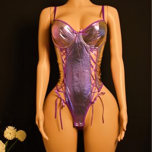 Purple Cross Strap Bodysuit