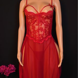 Bare Lace Slit Mini Gown