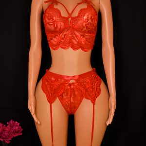 Scarlet Strap Crop & Garter Set