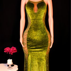 Velvet & Lace Mermaid Backless Gown