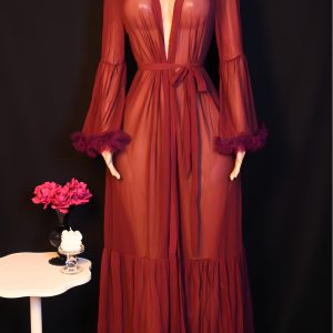 Midnight Fur Trim Sheer Robe